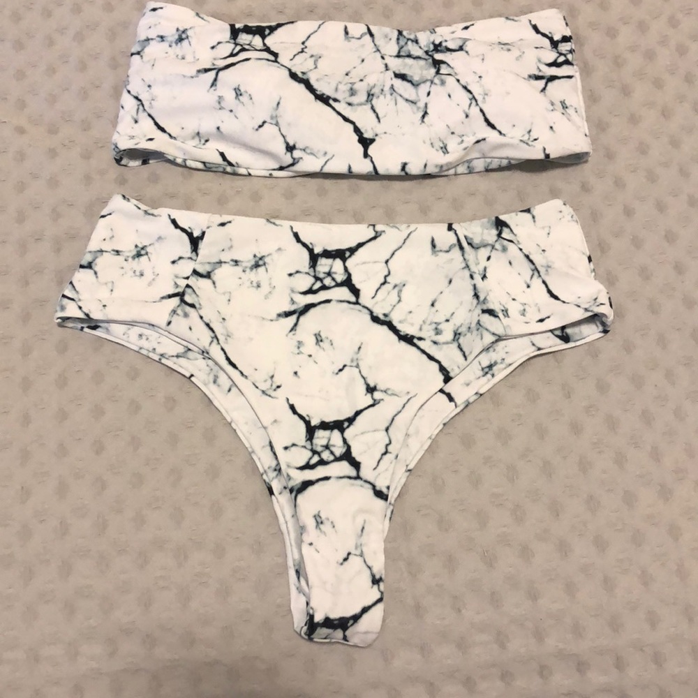 Marble high waisted bikini